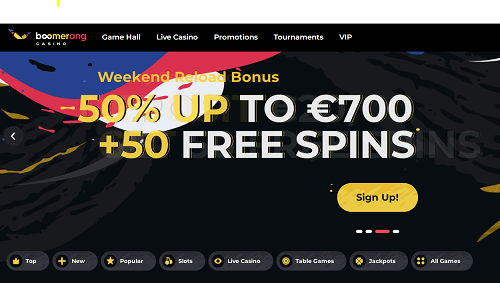 boomerang casino homepage