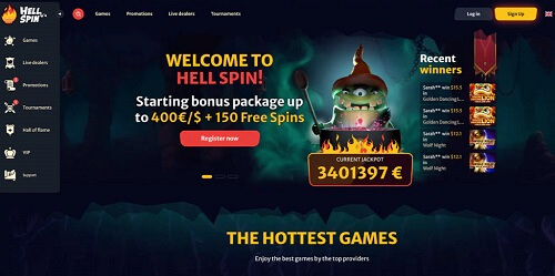 hell spin casino homepage