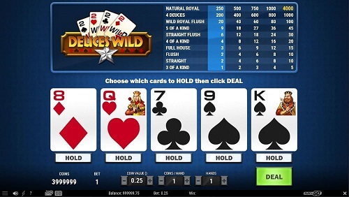 deuces wild video poker